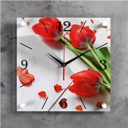 Часы настенные, серия: Цветы, "Тюльпаны", 35х35  см, микс