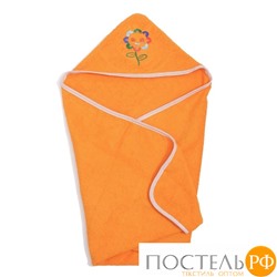 Полотенце-уголок, махра цв апельсин, вышивка Солнышко 90х90
