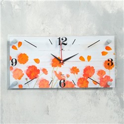 Часы настенные "Оранжевые цветы", плавный ход
