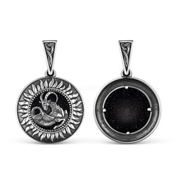 Подвеска кулон серебро знак зодиака Скорпион оберег с натуральным камнем авантюрин оксидирование 4102080ч-козерог