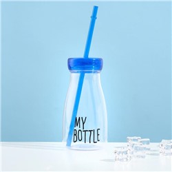 Бутылка для воды "My bottle", 400 мл, с трубочкой, спортивная, прозрачная, микс, 7х14.5 см