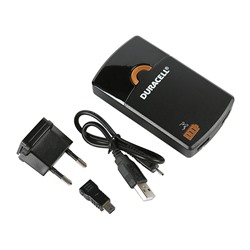 Внешний аккумулятор Duracell, USB, 1800 мАч, 1 A, зарядка от сети, micro USB/miniUSB, чёрный