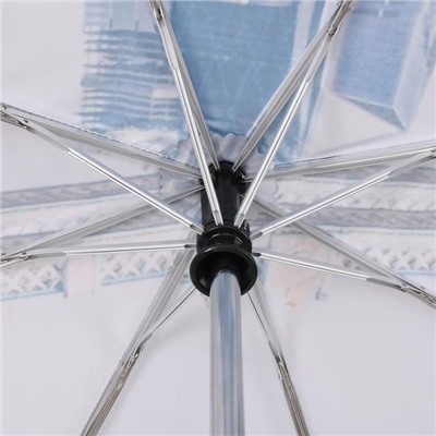 Зонт автоматический, облегчённый, 3 сложения, 8 спиц, R = 51 см, цвет голубой