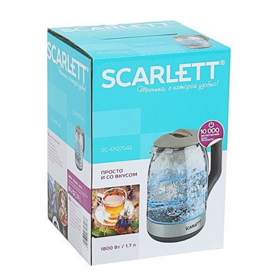 Чайник электрический Scarlett SC-EK27G42, 1800 Вт, 1,7 л, серый