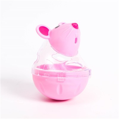 Игрушка-неваляшка "Мышка" с отсеком для лакомств (лакомства до 1 см), 4,7 х 6,5 см, розовая   736446