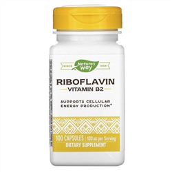 Nature's Way, рибофлавин, витамин В2, 100 мг, 100 капсул