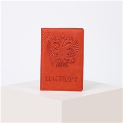 Обложка для паспорта, цвет рыжий, «Герб»