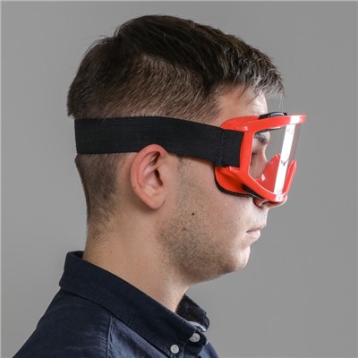 Очки-маска для езды на мототехнике, стекло прозрачное, цвет красный