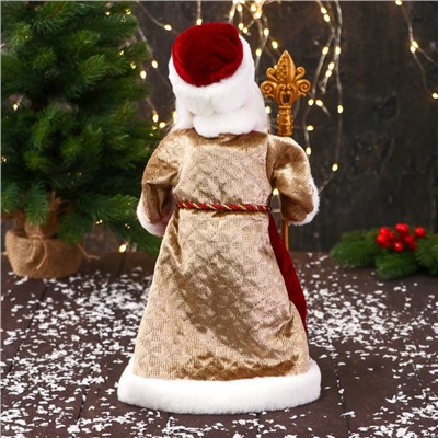 Дед Мороз "В шубке с застежками" двигается, 40 см, бело-красный
