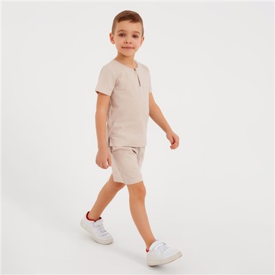 Комплект для мальчика (рубашка, шорты) MINAKU: Cotton Collection цвет бежевый, рост 110