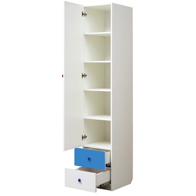 Шкаф с фотопечатью «Совята 1.3», 400 × 490 × 2100 мм, цвет белый/синий/белый