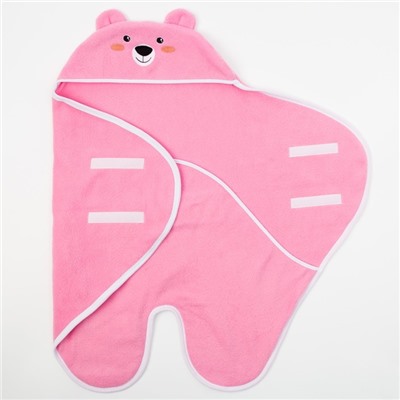 Конверт-одеяло Крошка Я «Белый мишка», розовый, рост 62–68 см