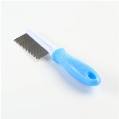 Расчёска "Комфорт" с прямыми заострёнными зубьями, нескользящая ручка, 21 х 4 см, голубая