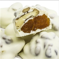Абрикос с грецким орехом в белой шоколадной глазури 500гр