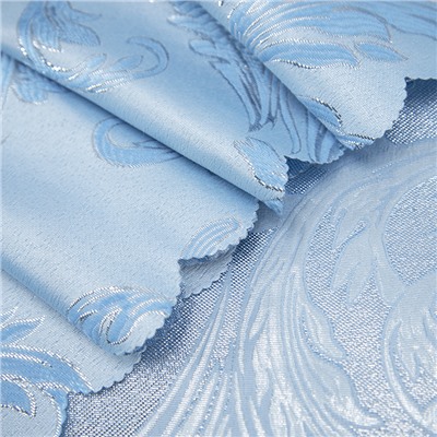 Портьерная ткань с люрексом 150 см на отрез Х7187 цвет 3 голубой вензель