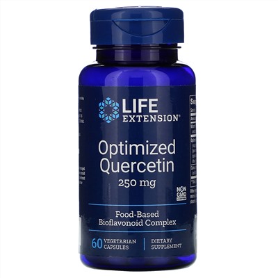 Life Extension, Кверцетин в оптимизированной форме, 250 мг, 60 вегетарианских капсул