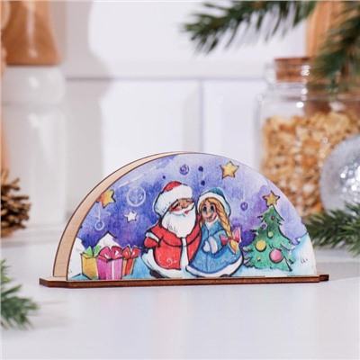 Салфетница "Дед Мороз и Снегурочка с подарками", 13,5×3,1×6 см