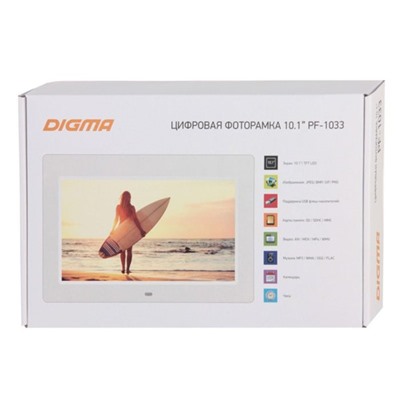Фоторамка Digma 10.1" PF-1033 1024 x600, ПДУ Видео, белый
