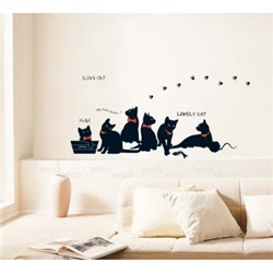 Наклейка на стену "Кошки с бантиками"