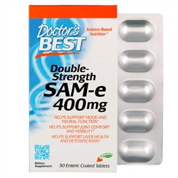 Doctor's Best, SAM-e, 400 мг, двойная сила, 30 таблеток, покрытых кишечнорастворимой оболочкой