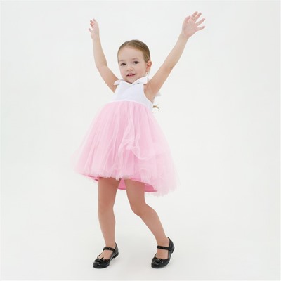 Платье нарядное детское KAFTAN, р. 28 (86-92 см), белый/розовый