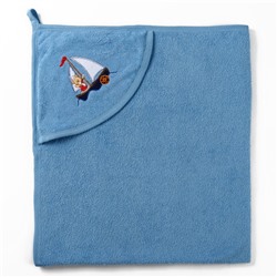 Полотенце с уголком и рукавицей, размер 90х90, цвет голубой, махра, хл100%