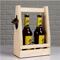 Ящик для пива, с открывашкой, под 2 бутылки, деревянный, 10×19×30 см