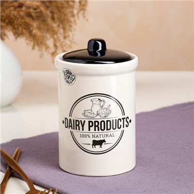 Бочонок для специй "Dairy products", белый, керамика, 0.6 л