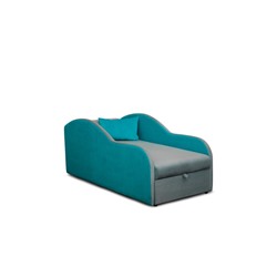 Малый диван «Кенгуру 4», велюр, цвет светло-серый / бирюзовый