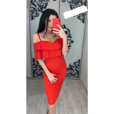 Платье короткое нарядное красное Х7704