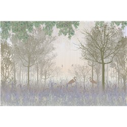3D Фотообои «Цапли в туманном лесу»