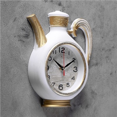 Часы настенные, серия: Кухня "Чайник", 26.5 х 24 см, корпус белый с золотом