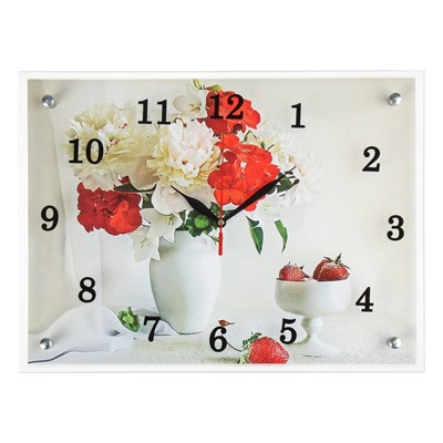 Часы настенные, серия: Цветы, "Цветы в вазе", 30х40  см, микс