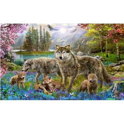 3D Фотообои «Волки в весеннем лесу»