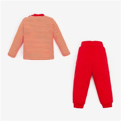 Пижама детская (лонгслив, брюки) «Два Пингвина», цвет красный/белый, рост 74 см