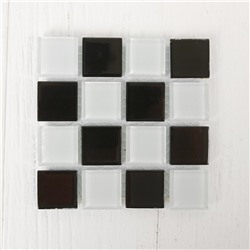 Мозаика стеклянная на клеевой основе № 28, цвет чёрный с белым