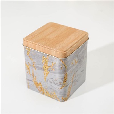 Банка для сыпучих продуктов «Золотой мрамор», 12×10×10 см, цвет серый