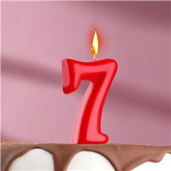 Свеча для торта цифра "Овал" "7", красная, 7 см