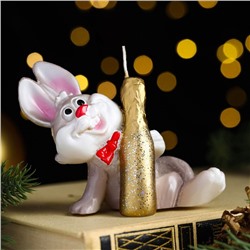 Свеча фигурная «Кролик с шампанским», 9х8 см, 58 г