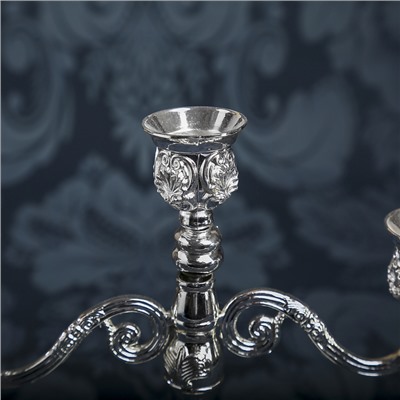 Подсвечник металл на 3 свечи "Листопад" цвет серебро 20х21х8,5 см