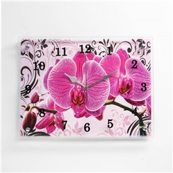 Часы настенные, серия: Цветы, "Розовые орхидеи с узором", 30 х 40 см