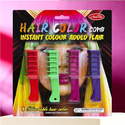 Мелки для волос с насадкой, набор 4 цвета