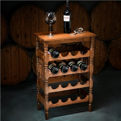 Стеллаж винный "Классический", 16 бутылок, 85х55х32 см, массив дуба, темного ореха