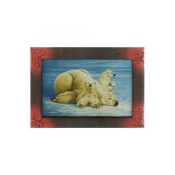 Картина Фен-Шуй Животные 14х19см 189 Медведица с потомством, узкая бордовая рама SH