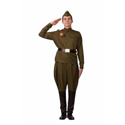 Карнавальный костюм «Солдат галифе», гимнастерка, брюки, ремень, пилотка, р.42