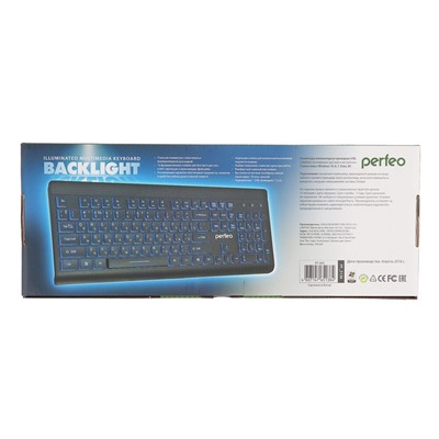 Клавиатура Perfeo BACKLIGHT PF-843, проводная, мембранная, подсветка, USB, черная
