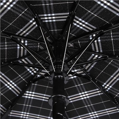 Зонт полуавтоматический «Клетка», 3 сложения, 9 спиц, R = 50 см, цвет МИКС