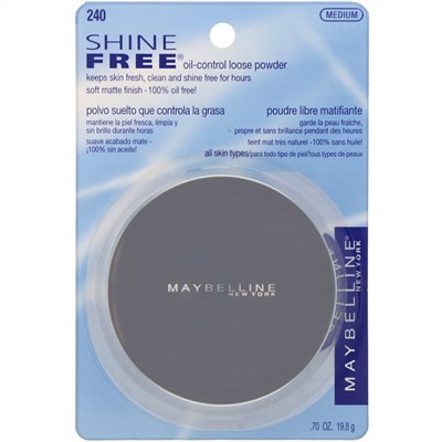 Maybelline, Легкая пудра Shine Free, предотвращающая появление жирного блеска, средняя, 19,8 г