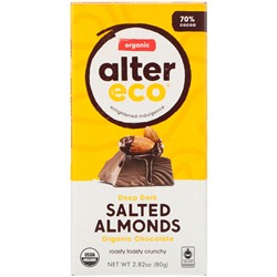 Alter Eco, Organic Chocolate Bar, Deep Dark Salted Almonds, 70% Cocoa, 2.82 oz (80g)