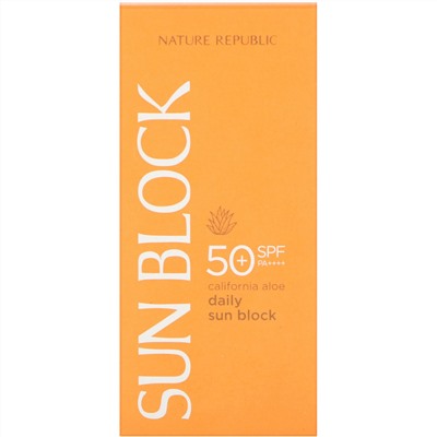 Nature Republic, Daily Sun Block, солнцезащитное средство с калифорнийским алоэ с SPF 50+ PA++++, 57 мл (1,92 жидк. унции)